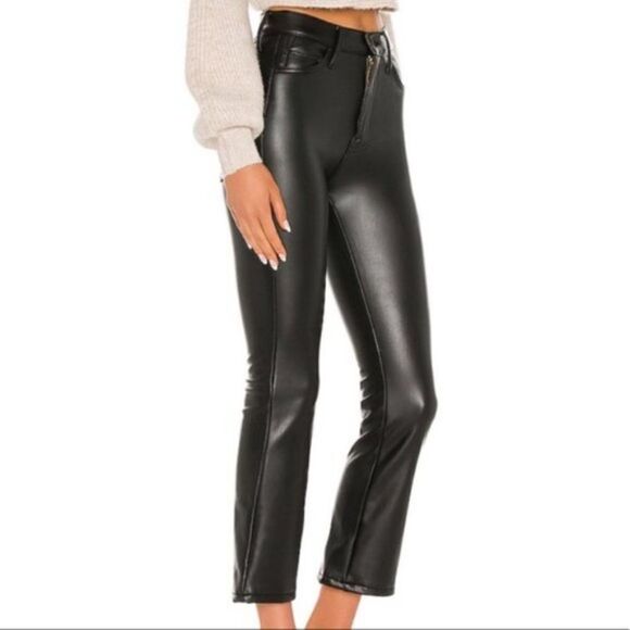 Mother The Insider Ankle Black Faux Leather Cropped Pants Modern NWT - Picture 3 of 16